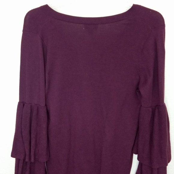 Chelsea28 Maroon Tier Ruffled Sleeve Sweater S - Picture 11 of 14
